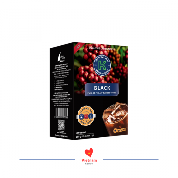 Cà phê hòa tan K Black 2 in 1 – hộp 255g (15 gói x 17g)