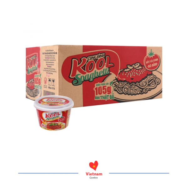 Mì trộn Cung Đình Kool Spaghetti - thùng 12 tô 105g (có gói xốt bò bằm)
