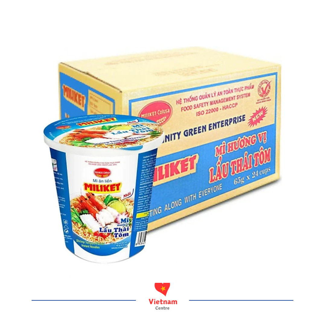 miliket-lau-thai-tom-thung-24-ly Mì ăn liền Miliket vị lẩu Thái tôm - thùng 24 ly 60g - Image 2