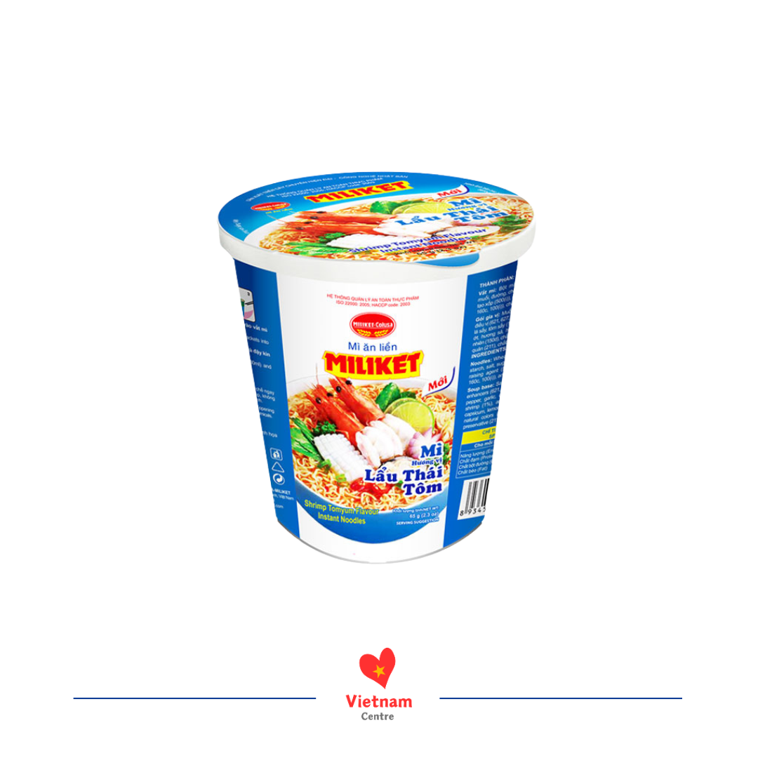 miliket-lau-thai-tom Mì ăn liền Miliket vị lẩu Thái tôm - thùng 24 ly 60g - Image 1