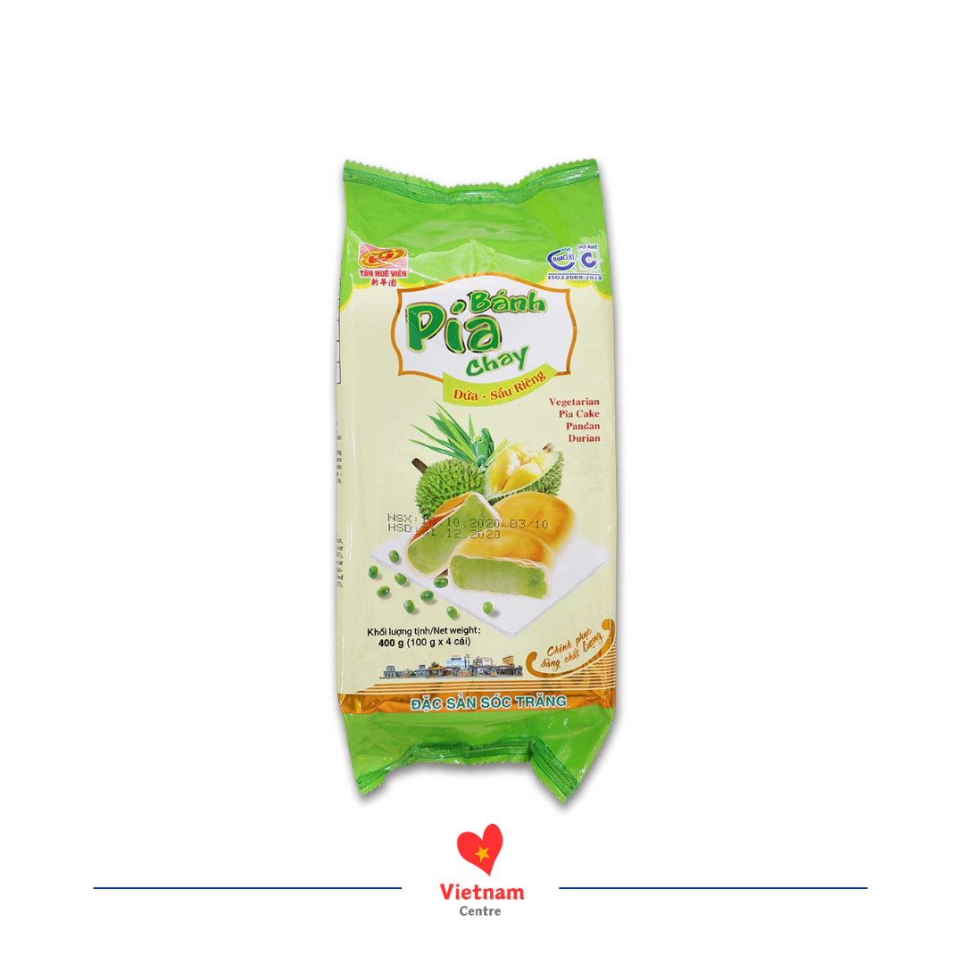 banh-pia-la-dua-sau-rieng Bánh Pía Tân Huê Viên Lá Dứa Sầu Riêng - gói 400g - Image 1
